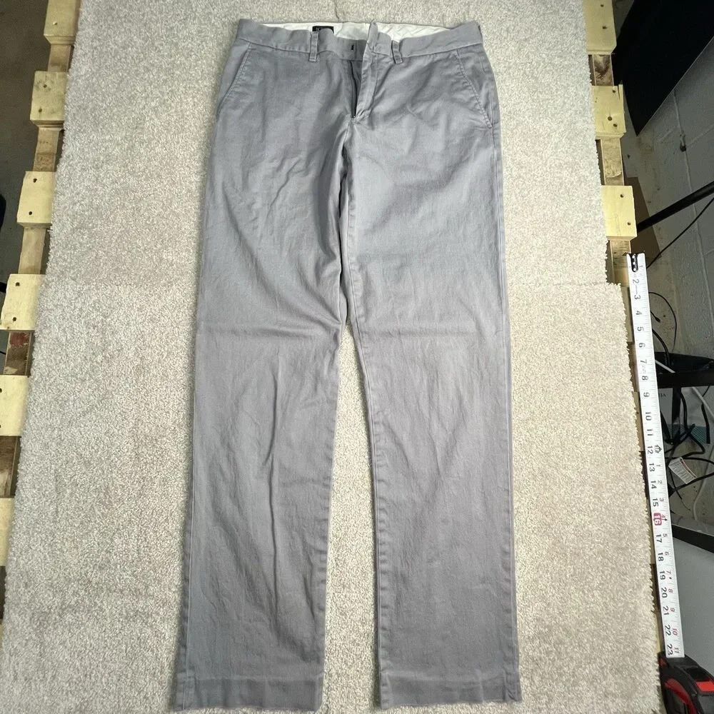 J. Crew Slim Bedford Chino Pants Men's W32xL34 Gray‎ Flat Front Slash Pocket